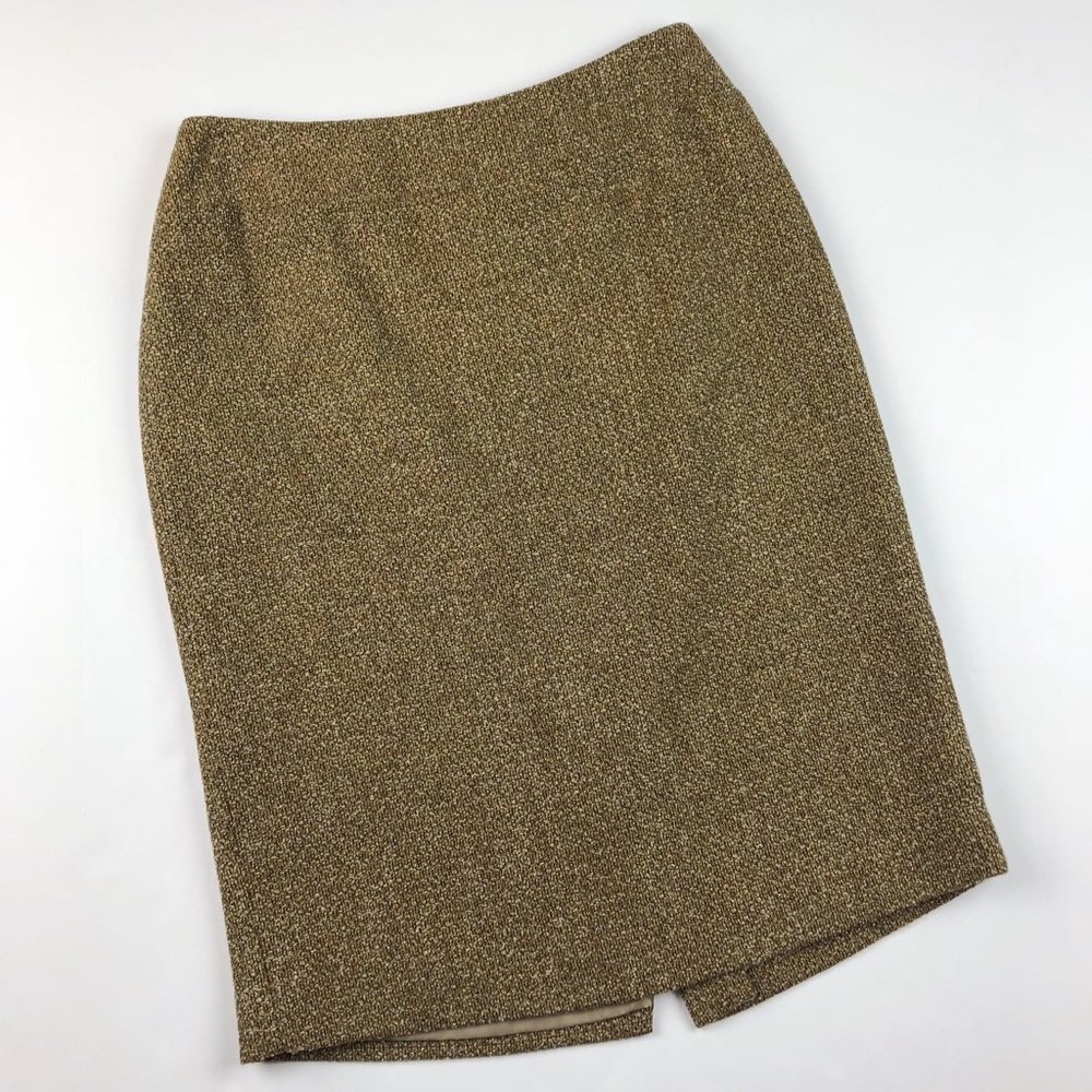 Albert Nipon Gold Knit Wool Blend Pencil Skirt - image 3